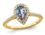 9/10 Carat (ctw) Mystic Fire Topaz Engagement Ring in 14K Yellow Gold with 1/4 Carat (ctw) Diamonds